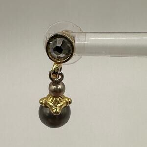 Brighton Gray Dangling Pearl Earrings Pierced Dangle Costume Jewelry Collectible